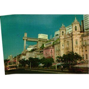 Postcard Salvador Bahia Brazil Church of Our lady and Lacerda Elevator